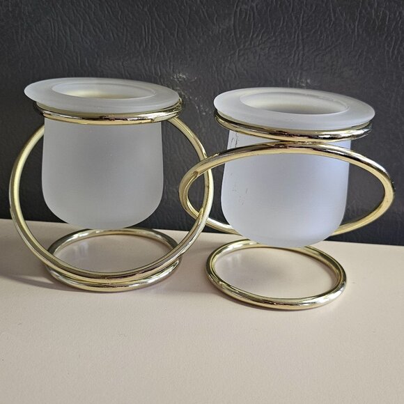 PartyLite Other - PartyLite Gemini Votive Candle Holder 3.5" gold holders frosted glass glam gold